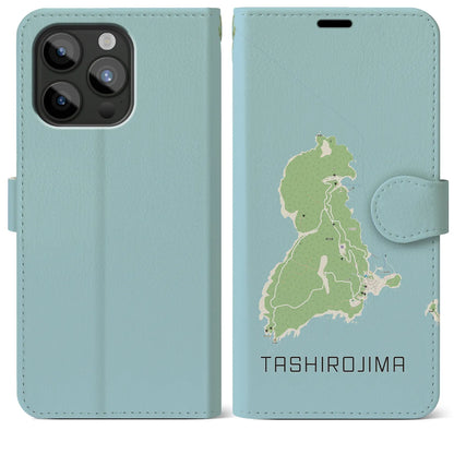 【田代島（宮城県）】地図柄iPhoneケース（手帳タイプ）ナチュラル・iPhone 15 Pro Max 用