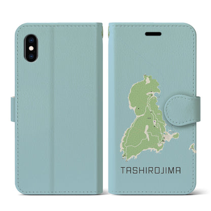 【田代島（宮城県）】地図柄iPhoneケース（手帳タイプ）ナチュラル・iPhone XS / X 用