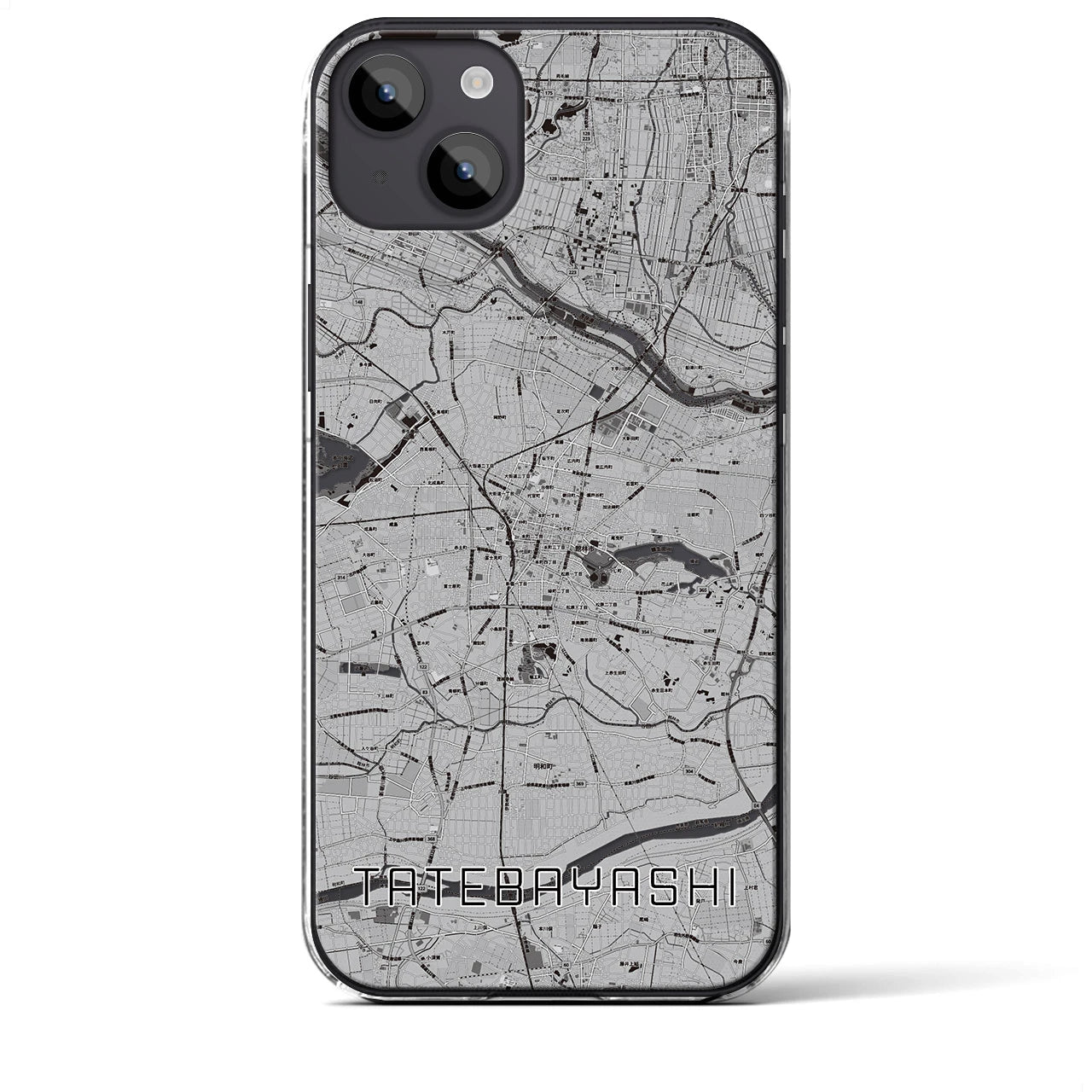 【館林】地図柄iPhoneケース（クリアタイプ・モノトーン）iPhone 14 Plus 用