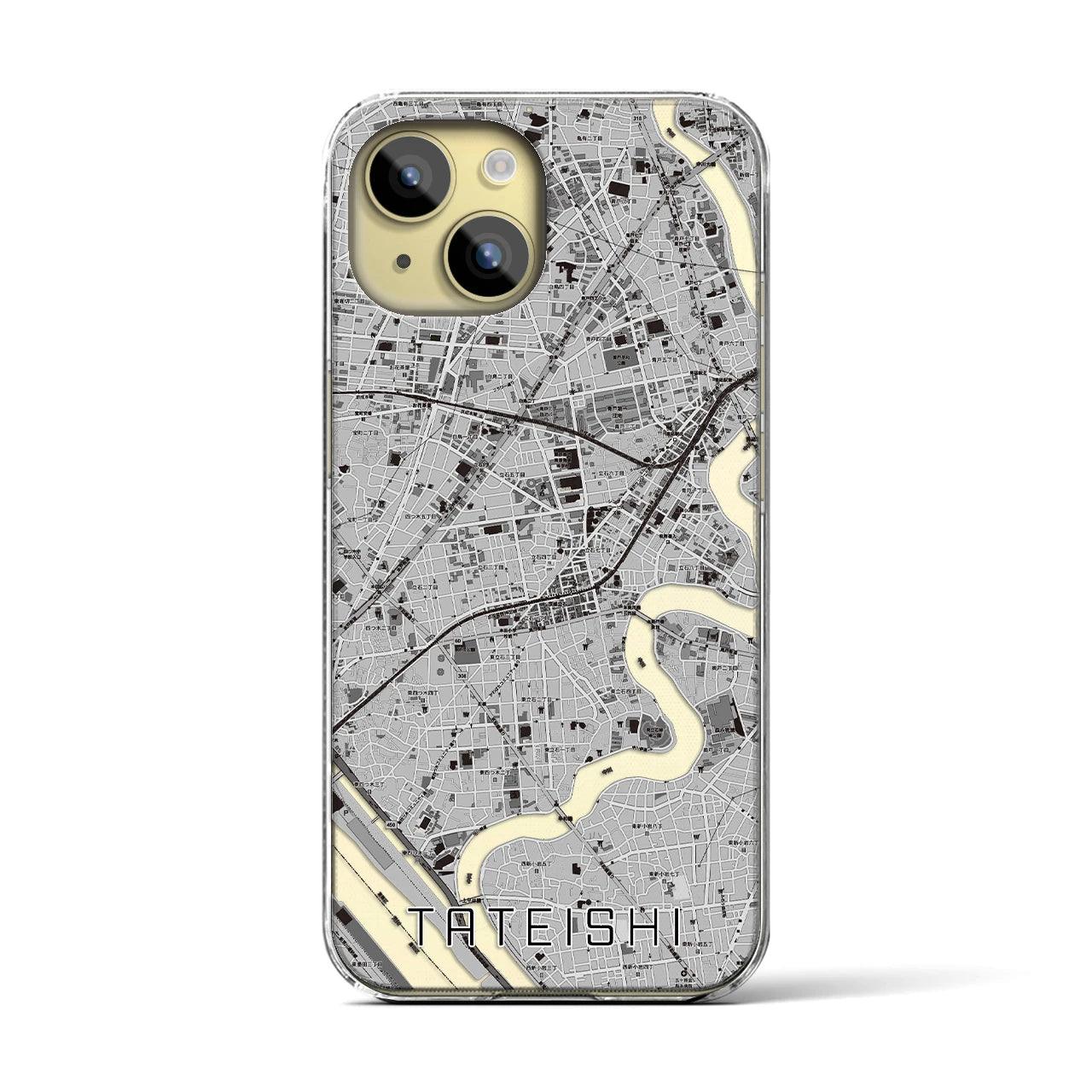 【立石】地図柄iPhoneケース（クリアタイプ・モノトーン）iPhone 15 用