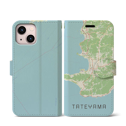 【館山2（千葉県）】地図柄iPhoneケース（手帳タイプ）ナチュラル・iPhone 13 mini 用