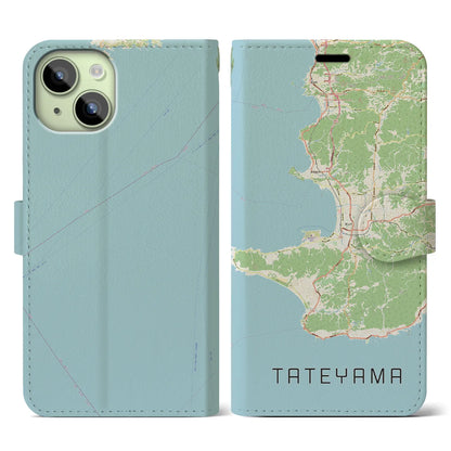 【館山2（千葉県）】地図柄iPhoneケース（手帳タイプ）ナチュラル・iPhone 15 用