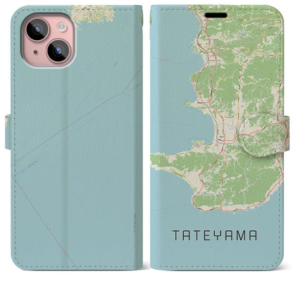 【館山2（千葉県）】地図柄iPhoneケース（手帳タイプ）ナチュラル・iPhone 15 Plus 用