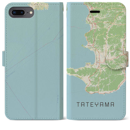 【館山2（千葉県）】地図柄iPhoneケース（手帳タイプ）ナチュラル・iPhone 8Plus /7Plus / 6sPlus / 6Plus 用