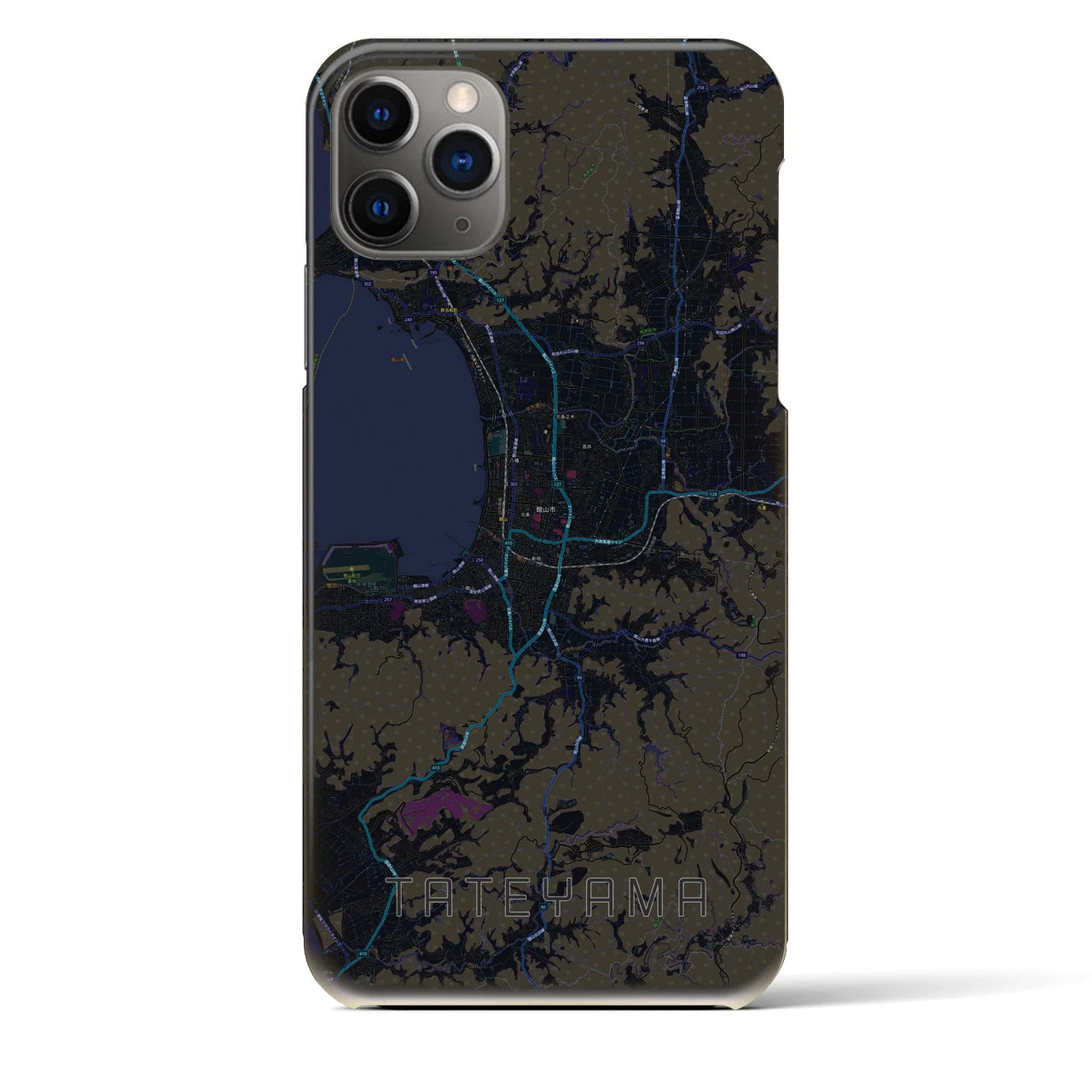 【館山】地図柄iPhoneケース（バックカバータイプ・ブラック）iPhone 11 Pro Max 用