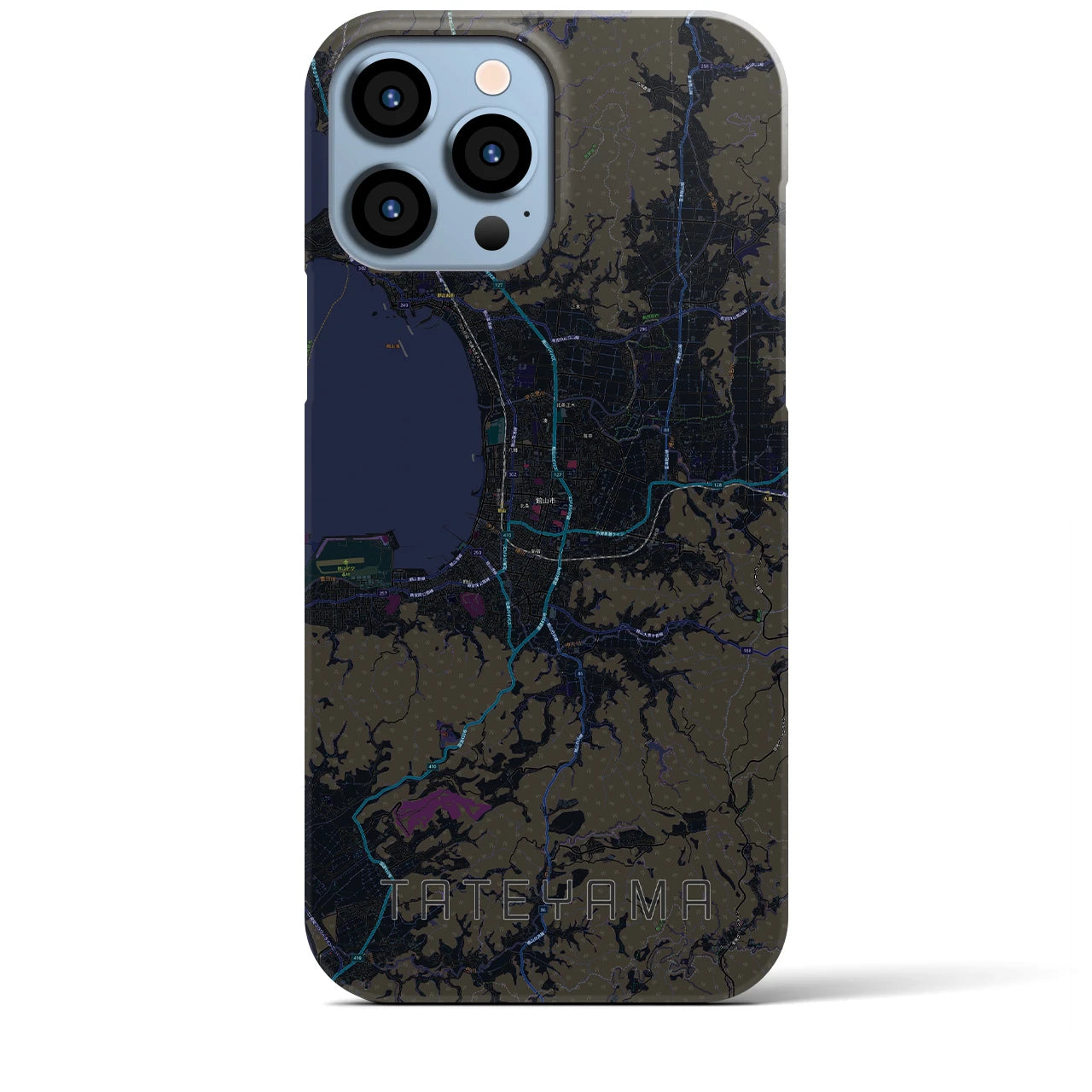 【館山】地図柄iPhoneケース（バックカバータイプ・ブラック）iPhone 13 Pro Max 用