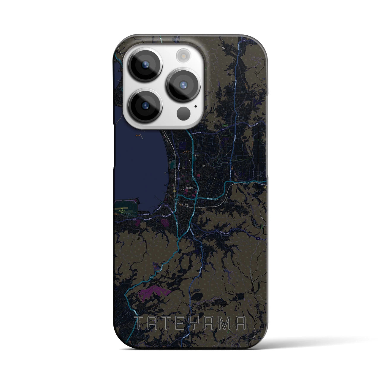 【館山】地図柄iPhoneケース（バックカバータイプ・ブラック）iPhone 14 Pro 用