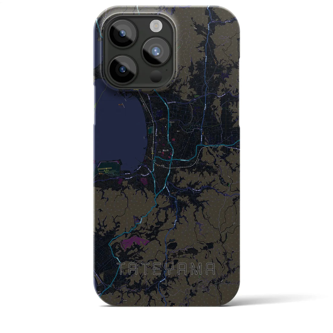 【館山】地図柄iPhoneケース（バックカバータイプ・ブラック）iPhone 15 Pro Max 用