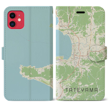 【館山（千葉県）】地図柄iPhoneケース（手帳タイプ）ナチュラル・iPhone 11 用