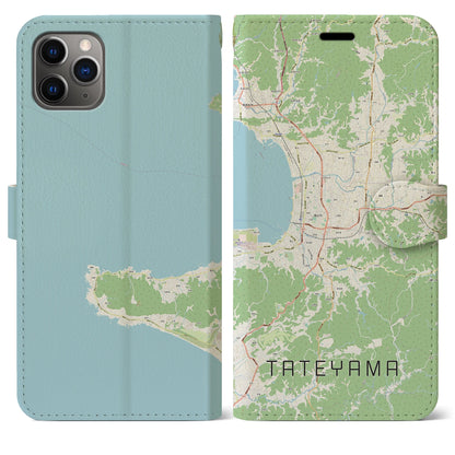 【館山（千葉県）】地図柄iPhoneケース（手帳タイプ）ナチュラル・iPhone 11 Pro Max 用