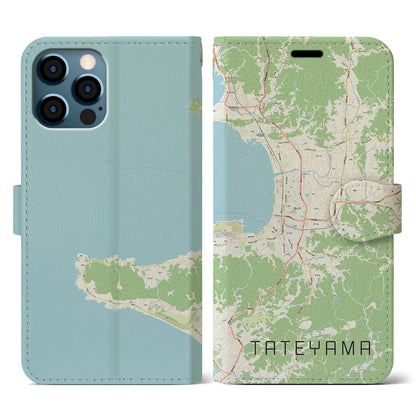 【館山（千葉県）】地図柄iPhoneケース（手帳タイプ）ナチュラル・iPhone 12 / 12 Pro 用