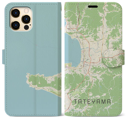 【館山（千葉県）】地図柄iPhoneケース（手帳タイプ）ナチュラル・iPhone 12 Pro Max 用