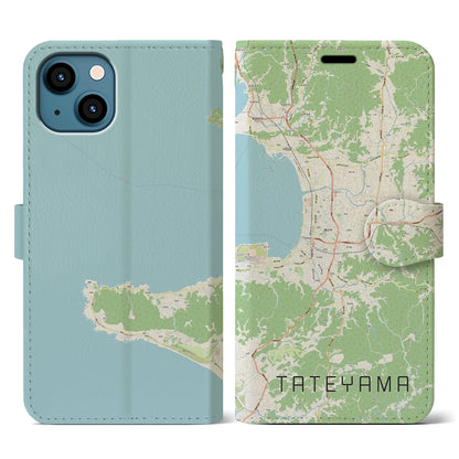 【館山（千葉県）】地図柄iPhoneケース（手帳タイプ）ナチュラル・iPhone 13 用