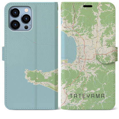 【館山（千葉県）】地図柄iPhoneケース（手帳タイプ）ナチュラル・iPhone 13 Pro Max 用