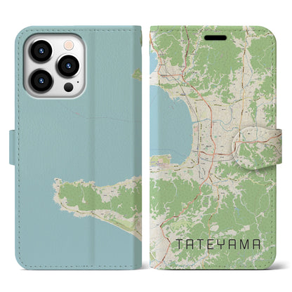 【館山（千葉県）】地図柄iPhoneケース（手帳タイプ）ナチュラル・iPhone 13 Pro 用