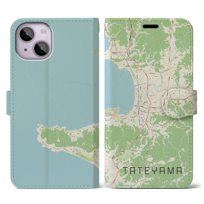 【館山（千葉県）】地図柄iPhoneケース（手帳タイプ）ナチュラル・iPhone 14 用