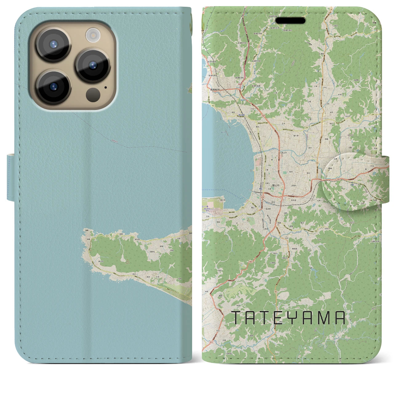 【館山】地図柄iPhoneケース（手帳両面タイプ・ナチュラル）iPhone 14 Pro Max 用
