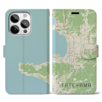 【館山（千葉県）】地図柄iPhoneケース（手帳タイプ）ナチュラル・iPhone 14 Pro 用