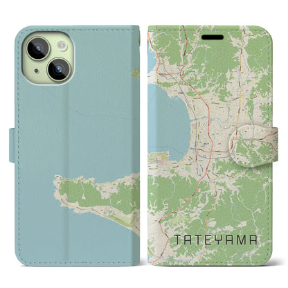 【館山（千葉県）】地図柄iPhoneケース（手帳タイプ）ナチュラル・iPhone 15 用