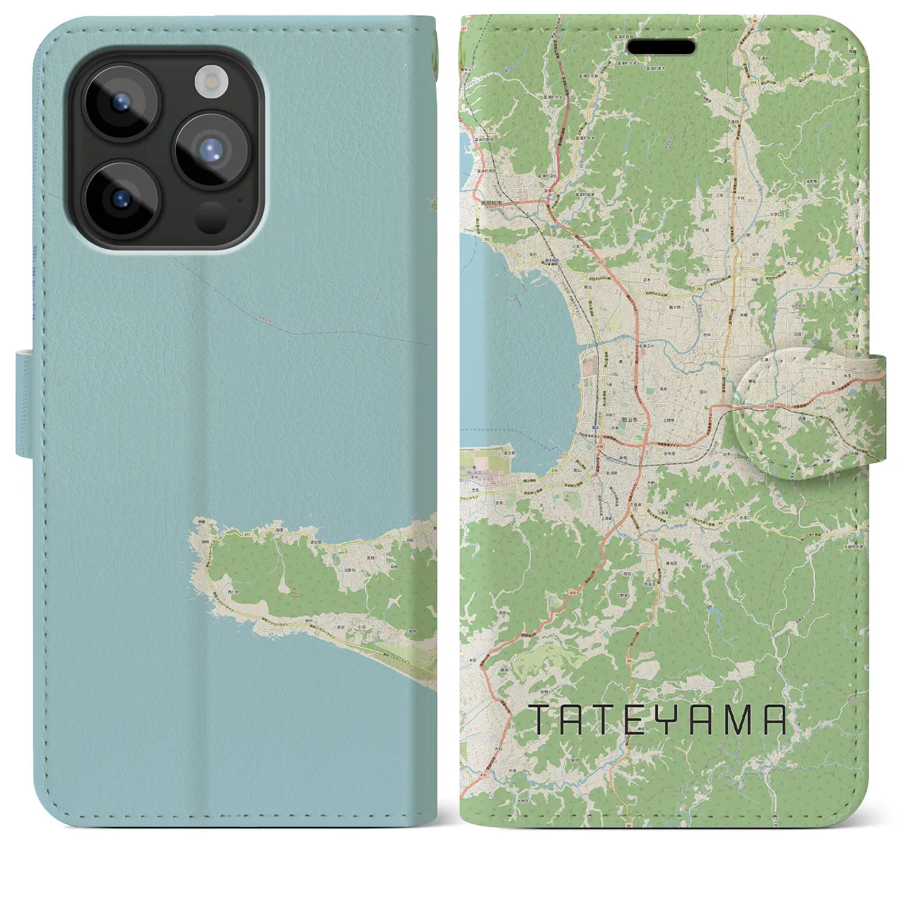 【館山】地図柄iPhoneケース（手帳両面タイプ・ナチュラル）iPhone 15 Pro Max 用