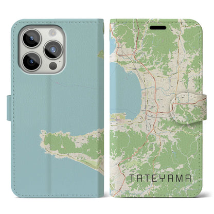 【館山（千葉県）】地図柄iPhoneケース（手帳タイプ）ナチュラル・iPhone 15 Pro 用