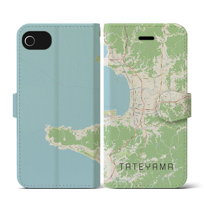 【館山（千葉県）】地図柄iPhoneケース（手帳タイプ）ナチュラル・iPhone SE（第3 / 第2世代） / 8 / 7 / 6s / 6 用