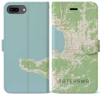 【館山（千葉県）】地図柄iPhoneケース（手帳タイプ）ナチュラル・iPhone 8Plus /7Plus / 6sPlus / 6Plus 用