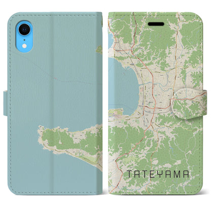 【館山（千葉県）】地図柄iPhoneケース（手帳タイプ）ナチュラル・iPhone XR 用