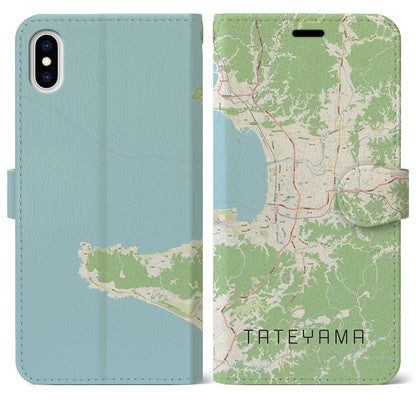 【館山（千葉県）】地図柄iPhoneケース（手帳タイプ）ナチュラル・iPhone XS Max 用