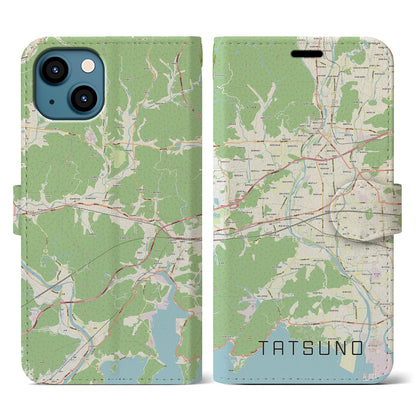 【たつの（兵庫県）】地図柄iPhoneケース（手帳タイプ）ナチュラル・iPhone 13 用
