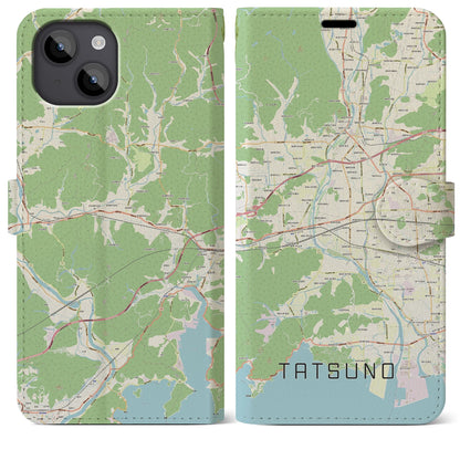 【たつの（兵庫県）】地図柄iPhoneケース（手帳タイプ）ナチュラル・iPhone 14 Plus 用