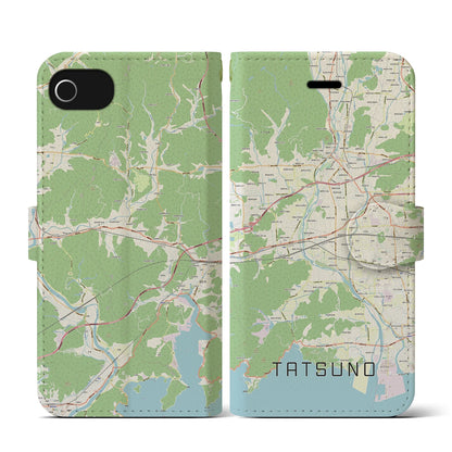 【たつの（兵庫県）】地図柄iPhoneケース（手帳タイプ）ナチュラル・iPhone SE（第3 / 第2世代） / 8 / 7 / 6s / 6 用