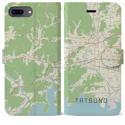 【たつの（兵庫県）】地図柄iPhoneケース（手帳タイプ）ナチュラル・iPhone 8Plus /7Plus / 6sPlus / 6Plus 用