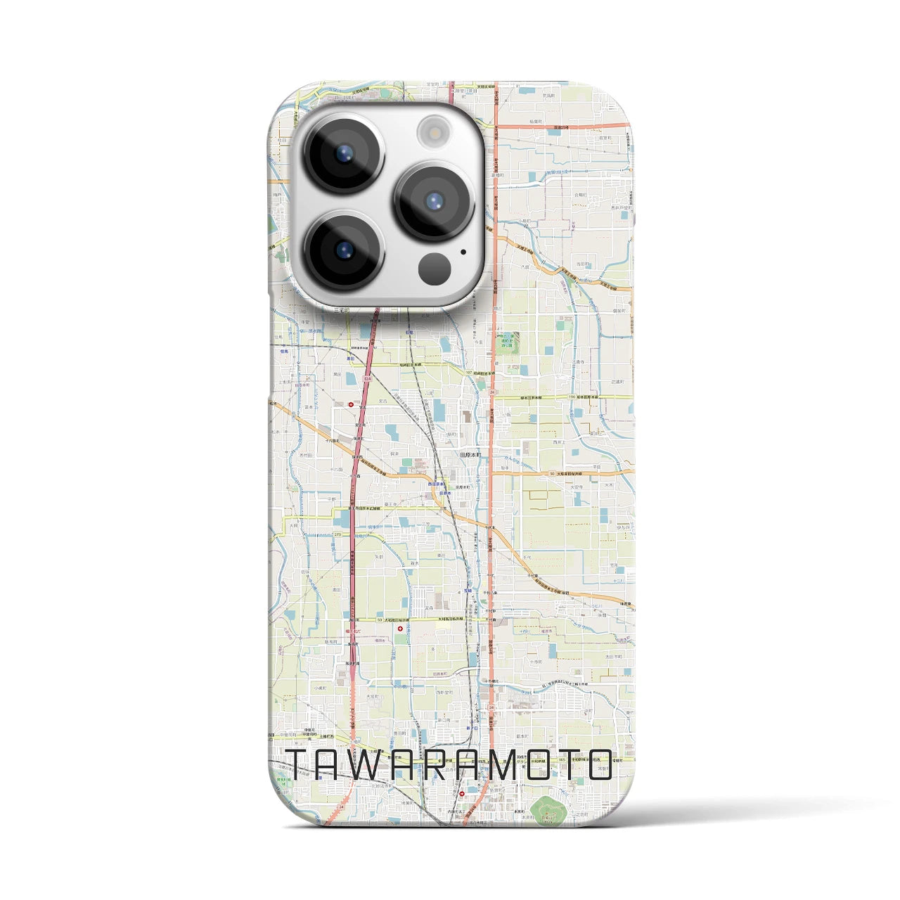 【田原本】地図柄iPhoneケース（バックカバータイプ・ナチュラル）iPhone 14 Pro 用