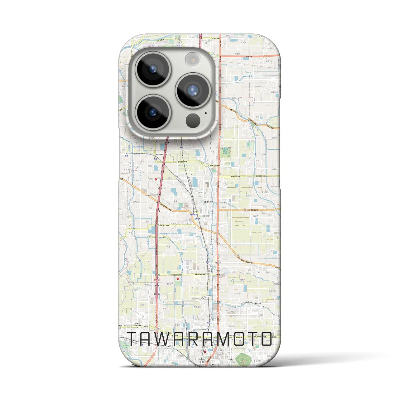 【田原本】地図柄iPhoneケース（バックカバータイプ・ナチュラル）iPhone 15 Pro 用
