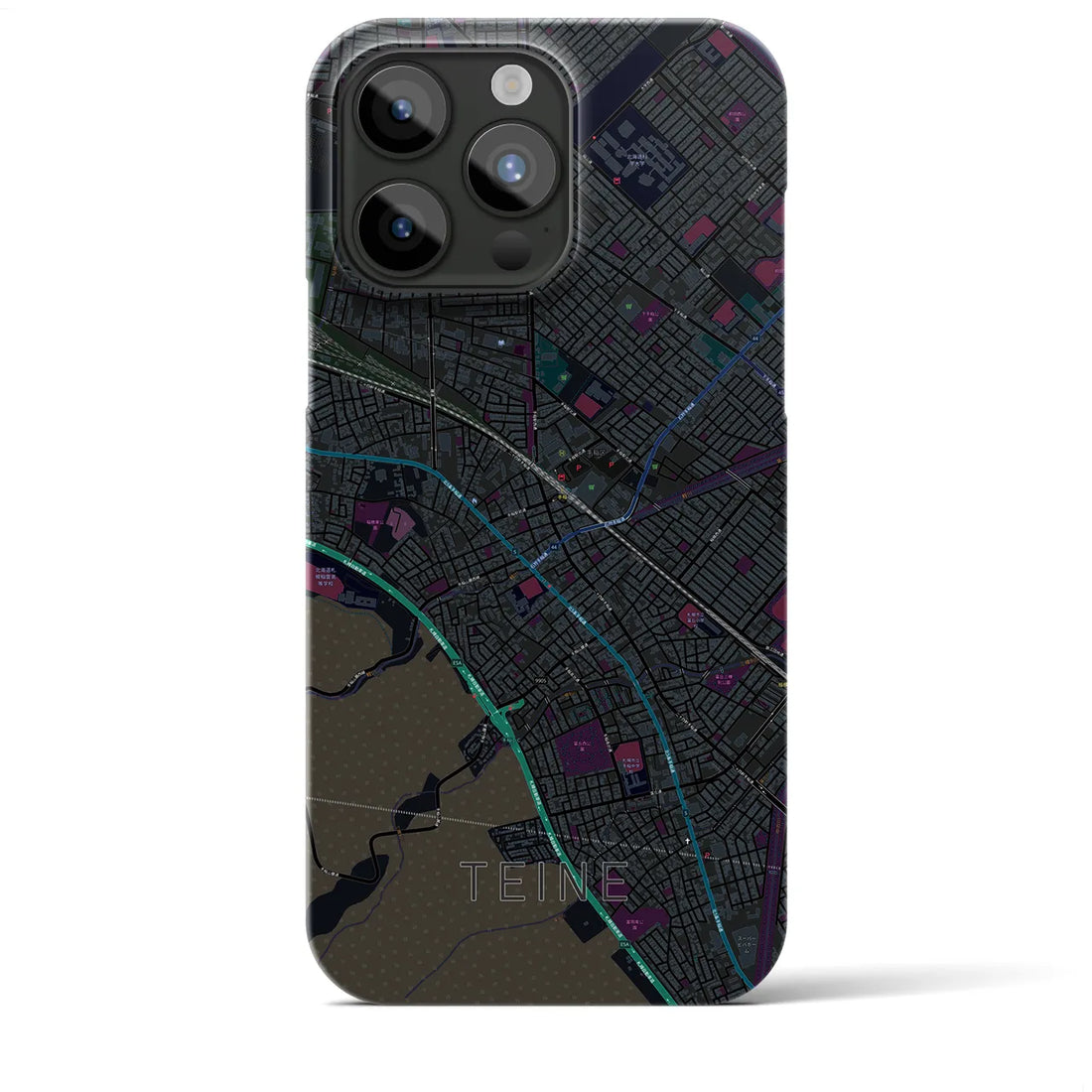 【手稲】地図柄iPhoneケース（バックカバータイプ・ブラック）iPhone 15 Pro Max 用