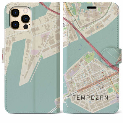 【天保山（大阪府）】地図柄iPhoneケース（手帳タイプ）ナチュラル・iPhone 12 Pro Max 用