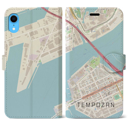 【天保山（大阪府）】地図柄iPhoneケース（手帳タイプ）ナチュラル・iPhone XR 用