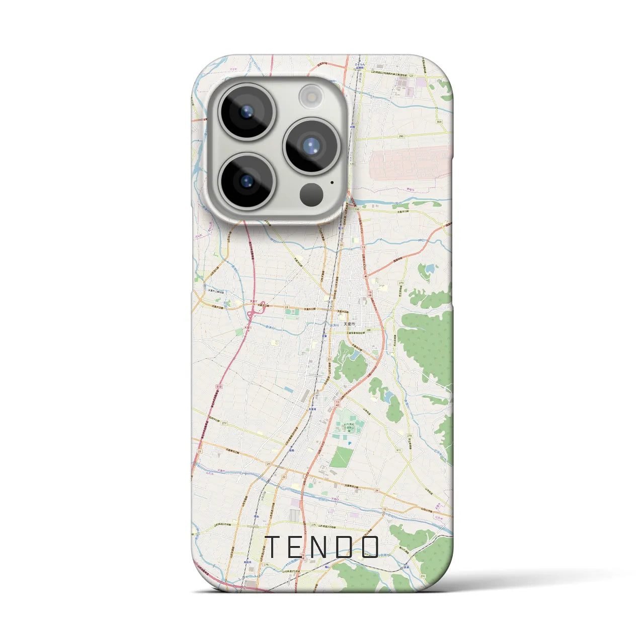 【天童】地図柄iPhoneケース（バックカバータイプ・ナチュラル）iPhone 15 Pro 用