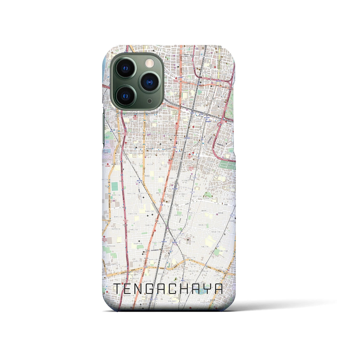【天下茶屋】地図柄iPhoneケース（バックカバータイプ・ナチュラル）iPhone 11 Pro 用