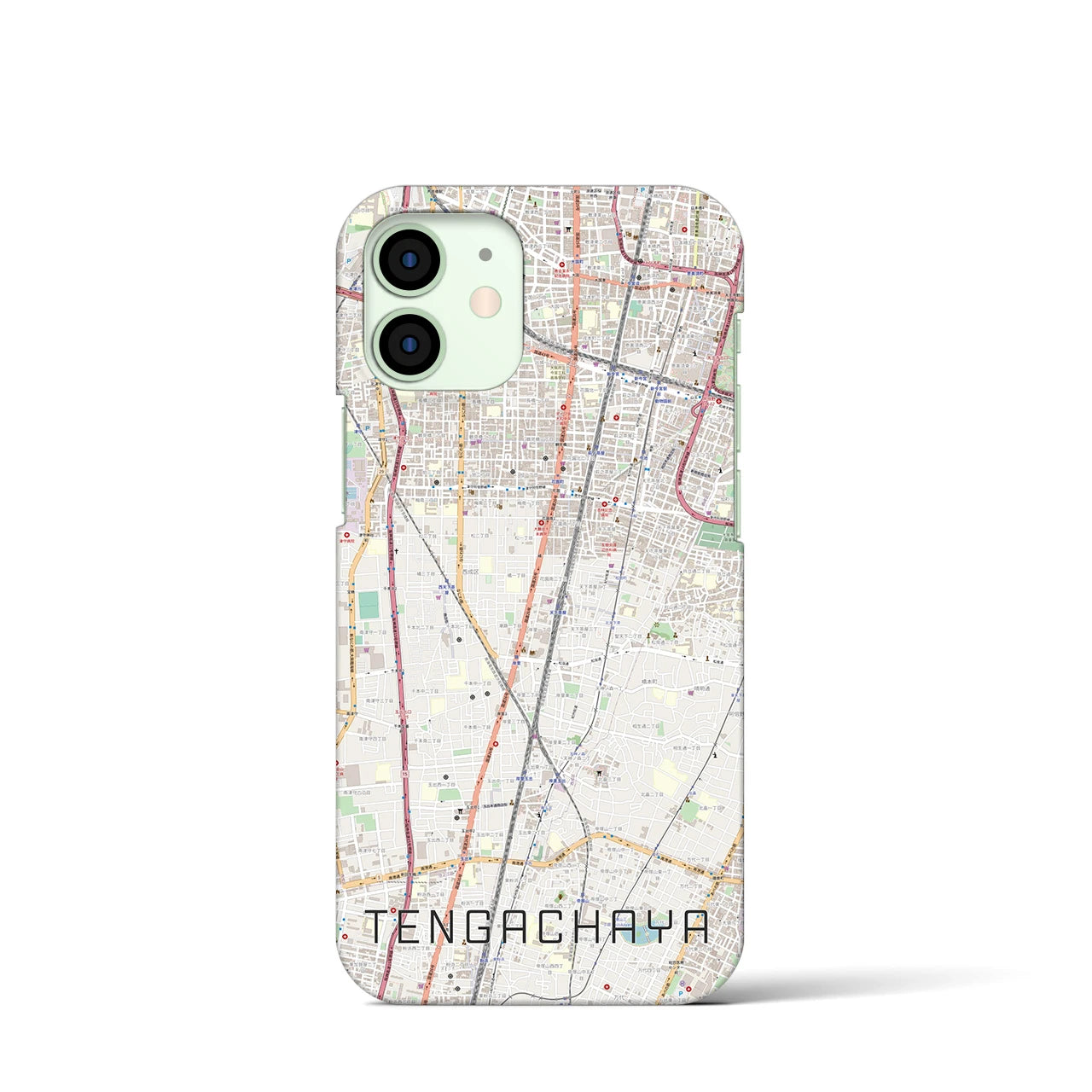 【天下茶屋】地図柄iPhoneケース（バックカバータイプ・ナチュラル）iPhone 12 mini 用