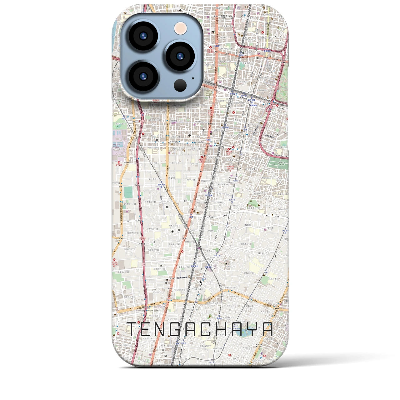 【天下茶屋】地図柄iPhoneケース（バックカバータイプ・ナチュラル）iPhone 13 Pro Max 用