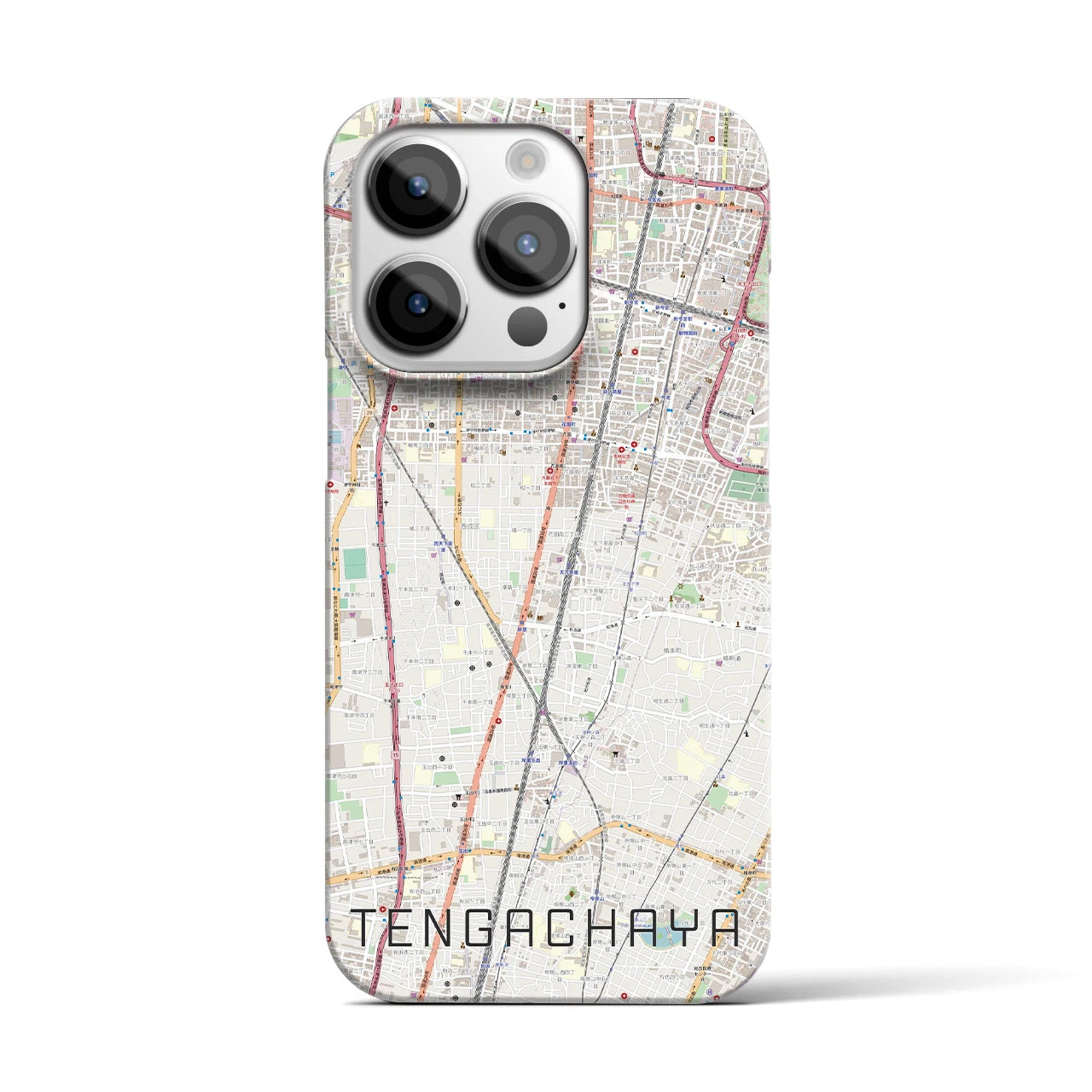【天下茶屋】地図柄iPhoneケース（バックカバータイプ・ナチュラル）iPhone 14 Pro 用