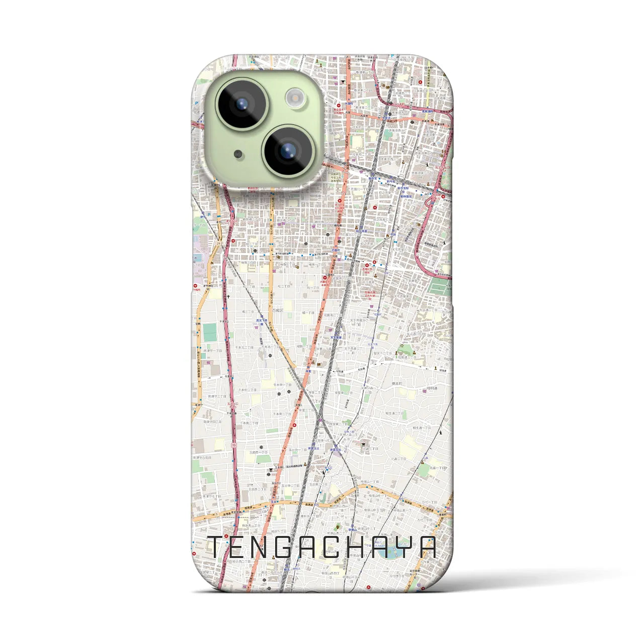 【天下茶屋】地図柄iPhoneケース（バックカバータイプ・ナチュラル）iPhone 15 用