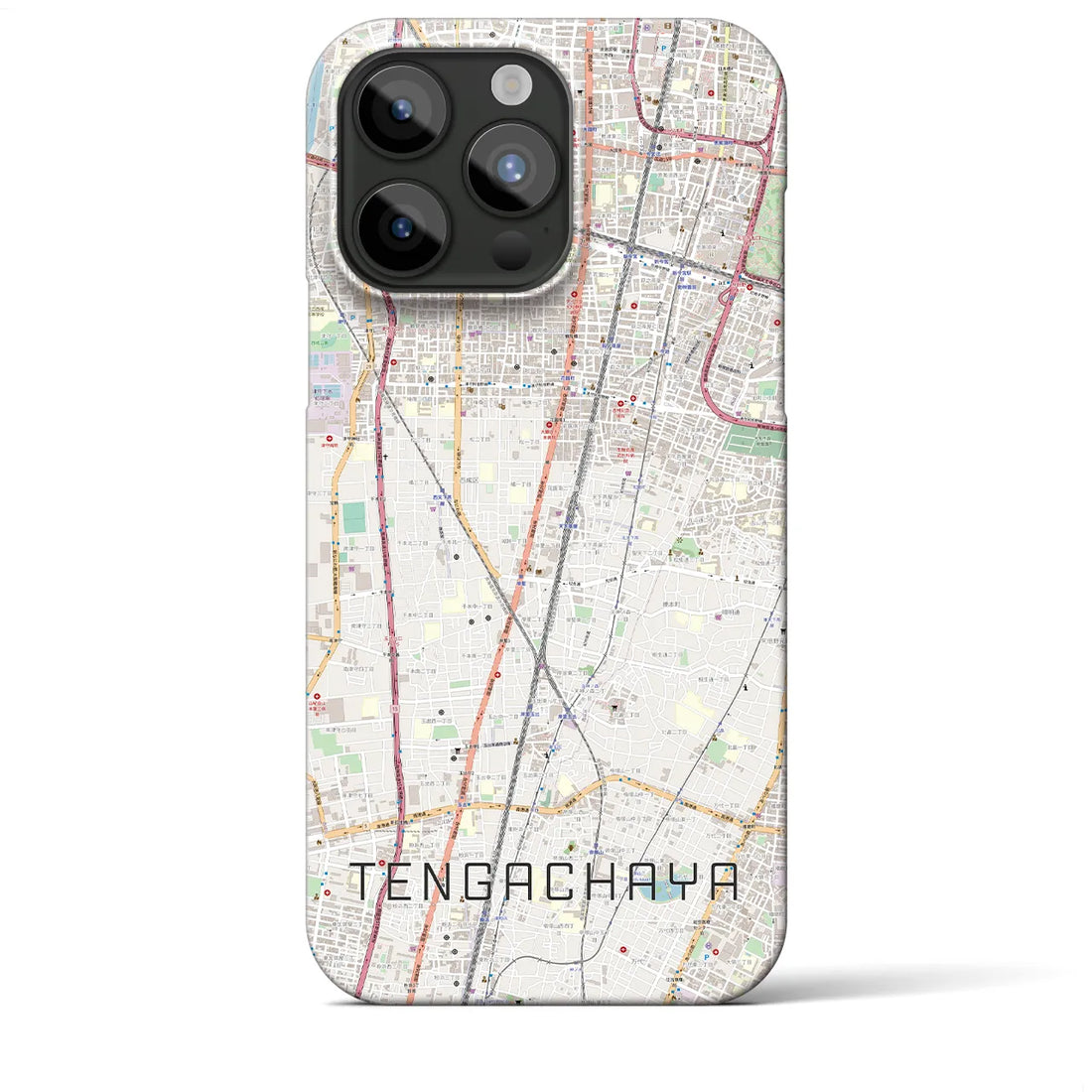 【天下茶屋】地図柄iPhoneケース（バックカバータイプ・ナチュラル）iPhone 15 Pro Max 用