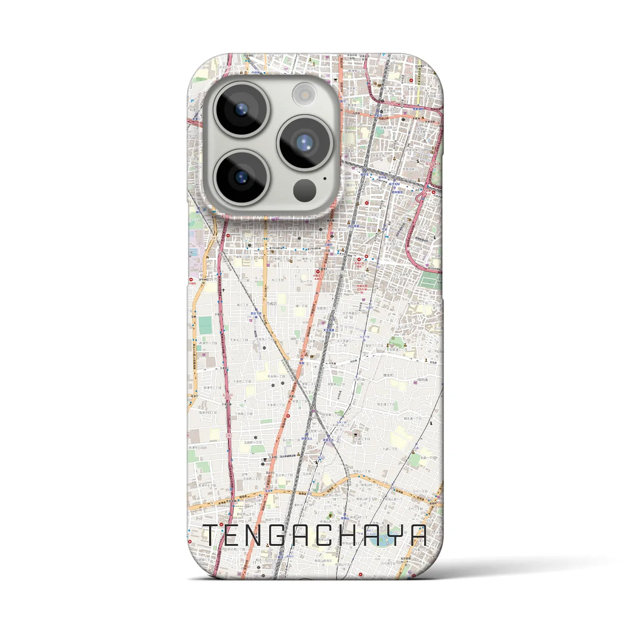 【天下茶屋】地図柄iPhoneケース（バックカバータイプ・ナチュラル）iPhone 15 Pro 用