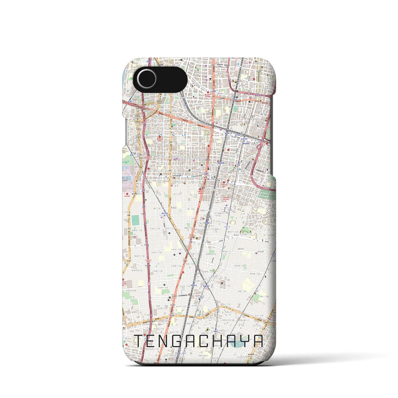 【天下茶屋】地図柄iPhoneケース（バックカバータイプ・ナチュラル）iPhone SE（第3 / 第2世代） / 8 / 7 / 6s / 6 用