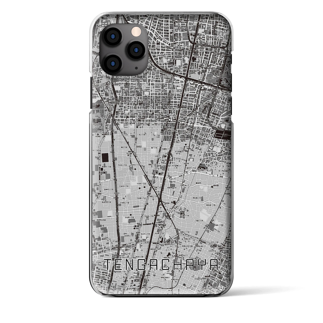 【天下茶屋】地図柄iPhoneケース（クリアタイプ・モノトーン）iPhone 11 Pro Max 用
