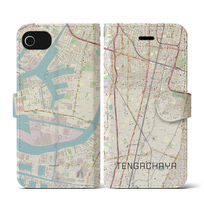 【天下茶屋（大阪府）】地図柄iPhoneケース（手帳タイプ）ナチュラル・iPhone SE（第3 / 第2世代） / 8 / 7 / 6s / 6 用