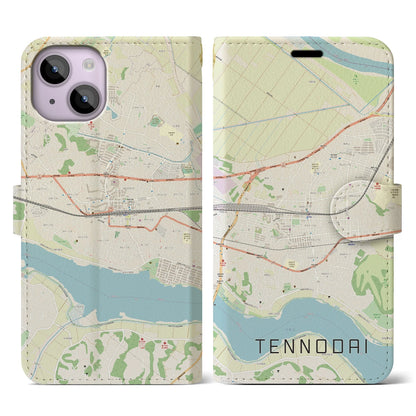 【天王台（千葉県）】地図柄iPhoneケース（手帳タイプ）ナチュラル・iPhone 14 用